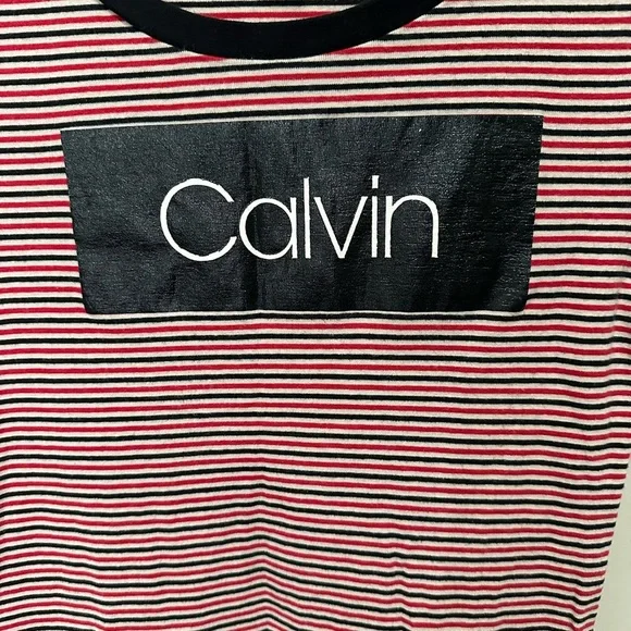 Calvin Klein Red Striped Bodycon Mini Dress with Logo size small - Picture 2 of 5